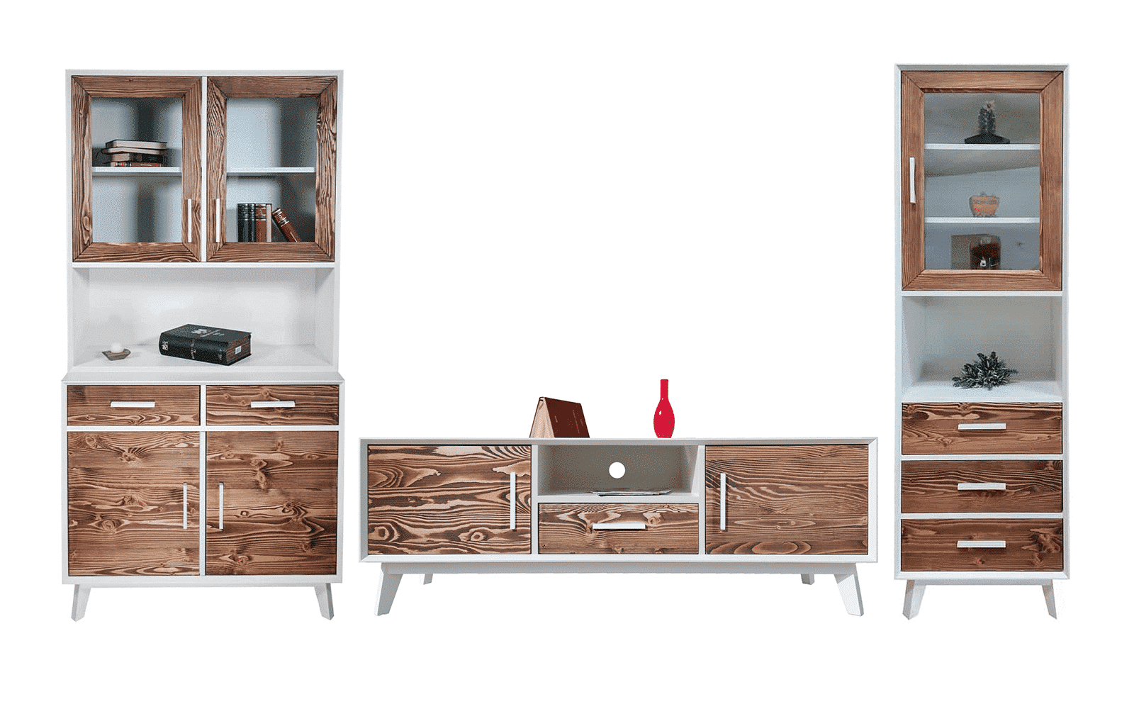 Set Living Timeless I, Lemn Masiv, Natur-Alb