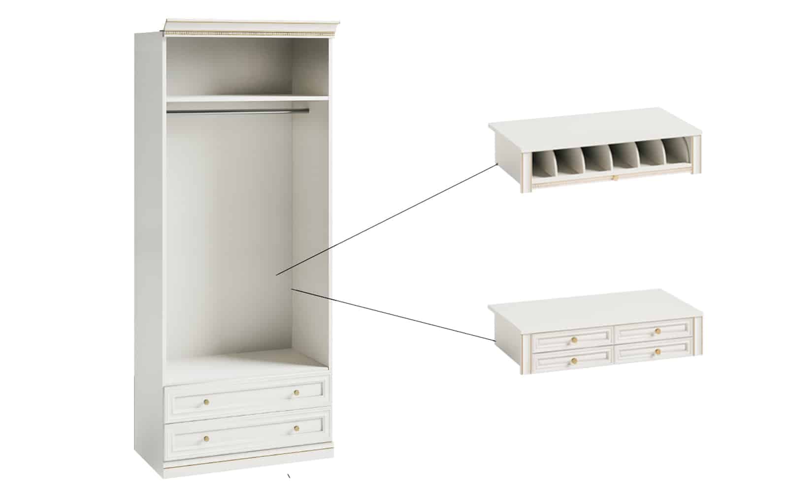 Dulap Vanna II, cu Sertare, Lemn Masiv, 100,4 x 62,5 x 245,8 cm