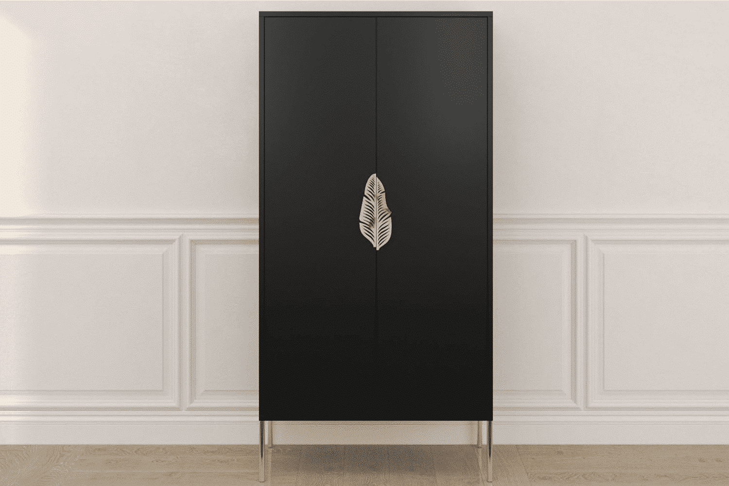 Dulap TV Merlin, Personalizabilă, Accesorii placate cu Aur, 80,1 x 40 x 160 cm