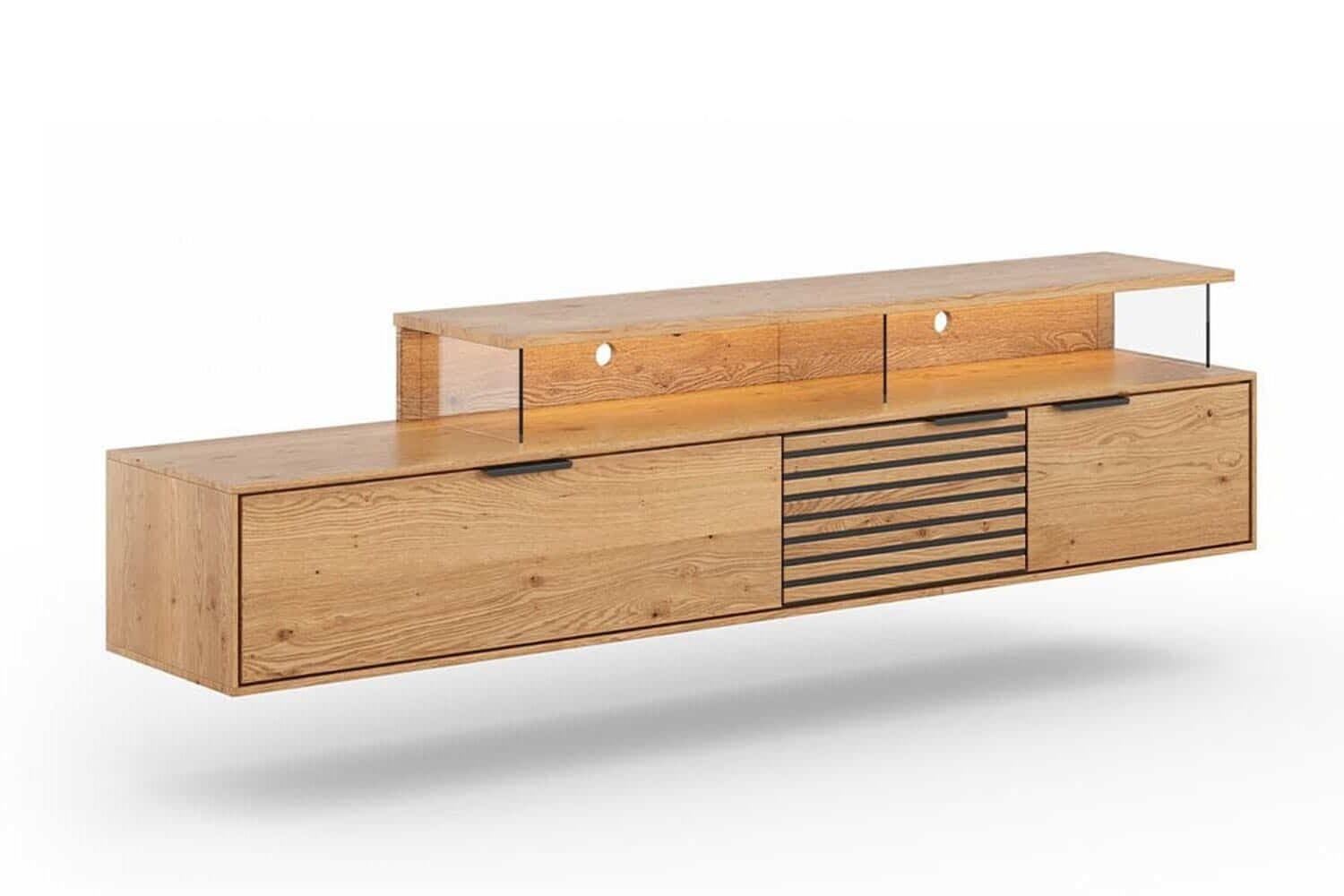 Comodă TV Tress II, Suspendată, Stejar Masiv, 200 x 39 x 52 cm