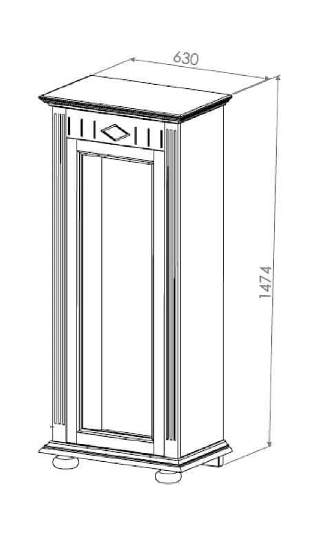 vitrina clara, lemn masiv, alb, 99 x 39 x 195 cm