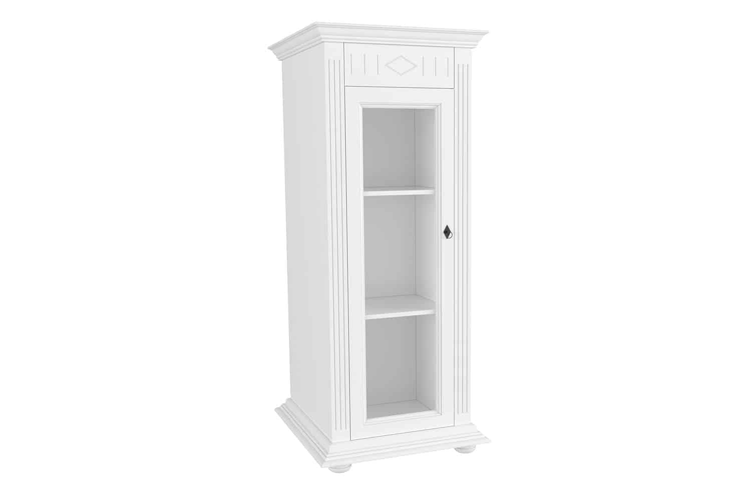 vitrina clara, lemn masiv, alb, 99 x 39 x 195 cm
