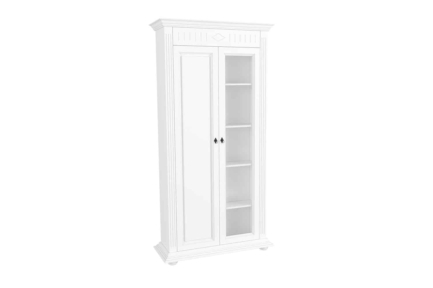 vitrina clara, lemn masiv, alb, 99 x 39 x 195 cm