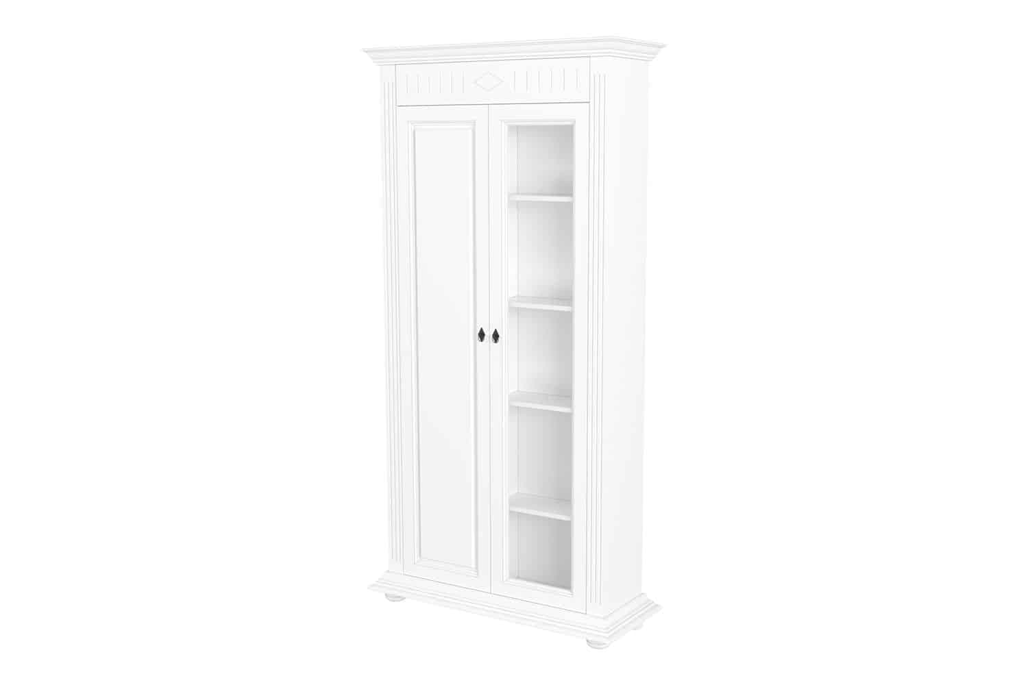vitrina clara, lemn masiv, alb, 99 x 39 x 195 cm