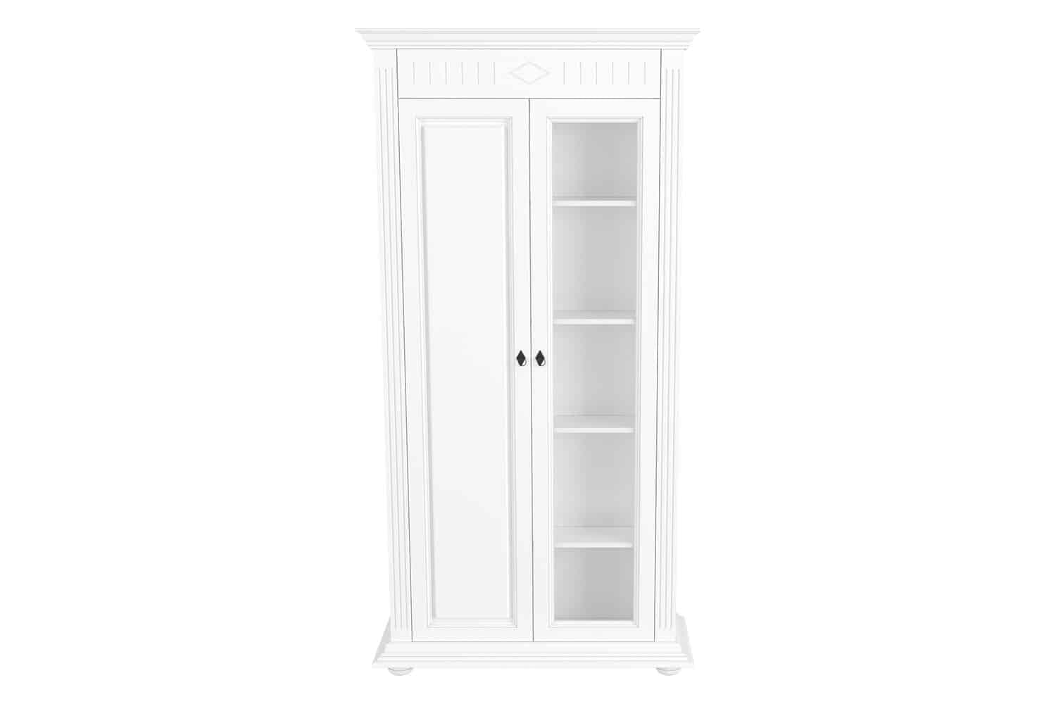 vitrina clara, lemn masiv, alb, 99 x 39 x 195 cm
