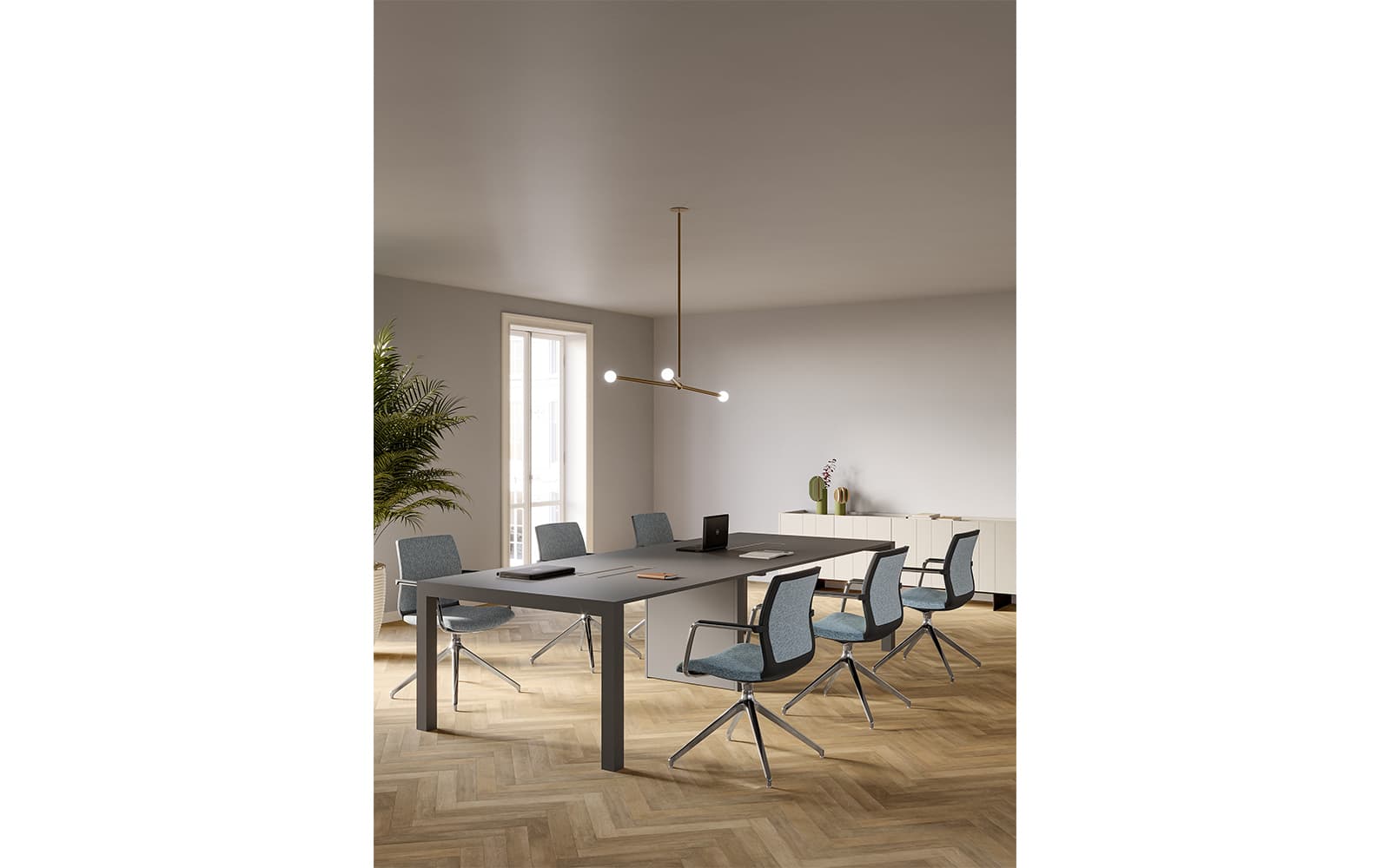 Scaun Karma – Scaun pivotant cu 4 picioare din aluminiu polisat