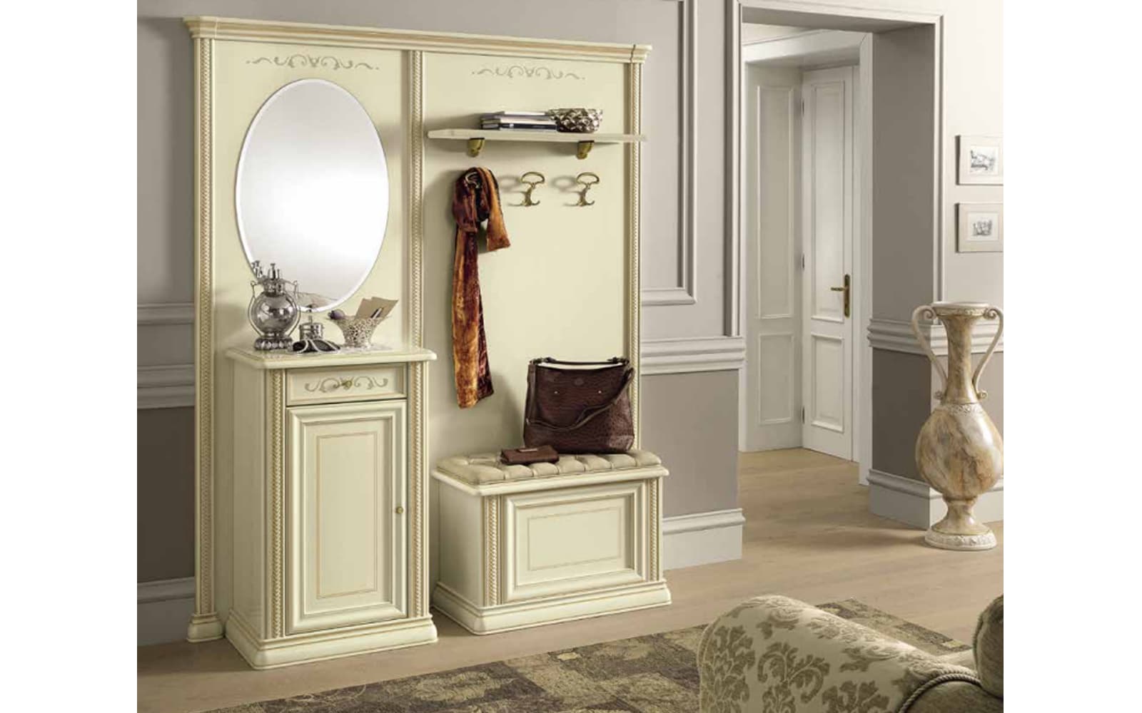 Mobilier de hol Caterina,Lemn Masiv, 173×42×206 cm