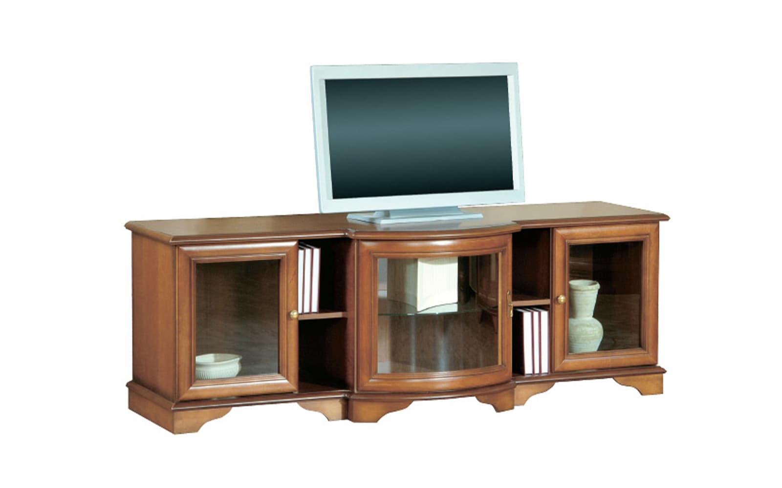 Comodă TV Zefyra, Lemn Masiv, Nuc, 62×177×61.5cm
