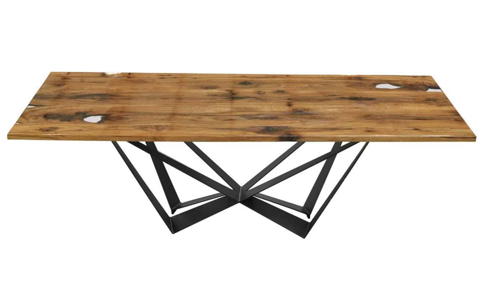Masă Dining Viktor, Stejar, Picioare Metal, 200/220/240 x 100 x 78 cm din lemn masiv