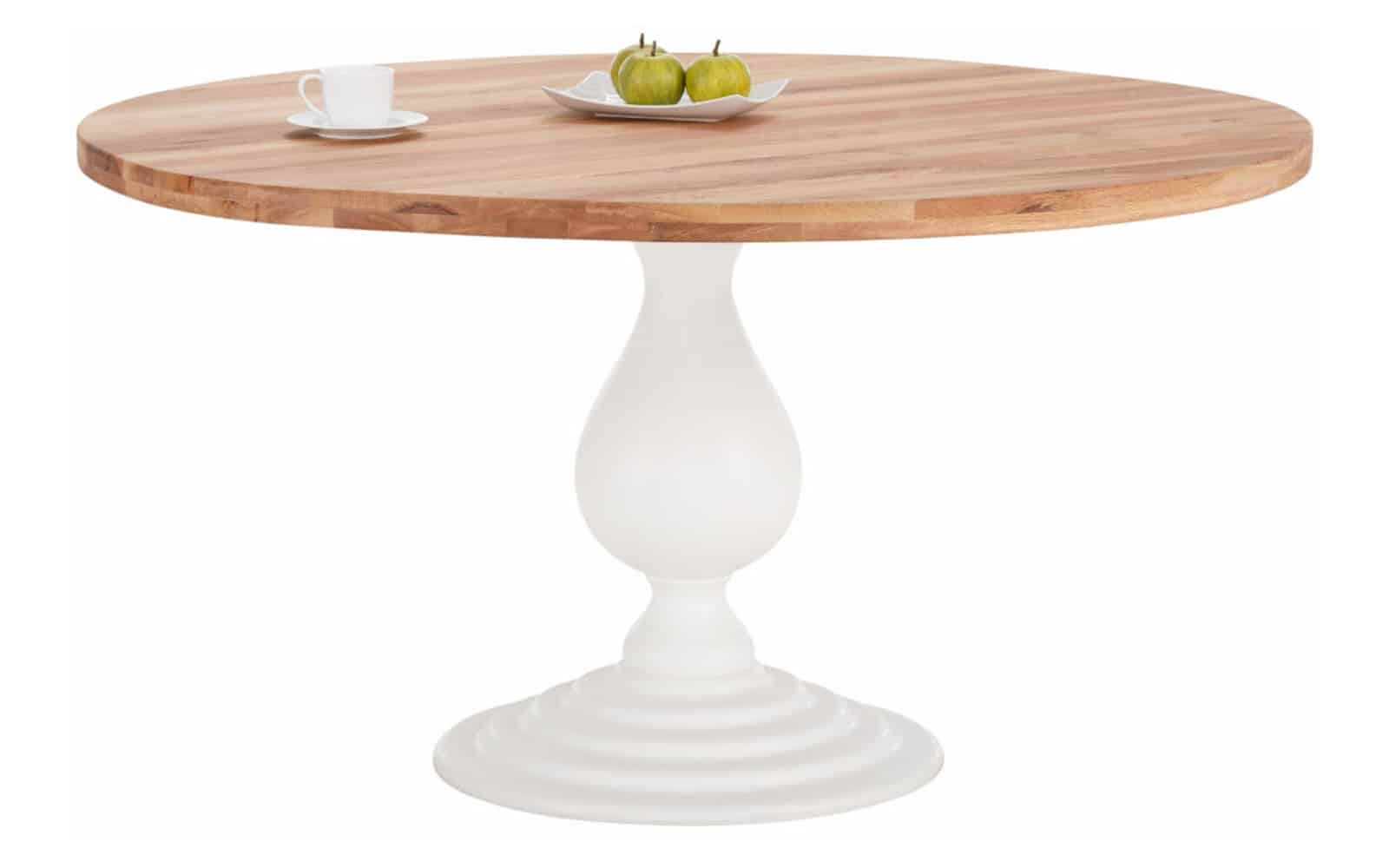 Masă Rotundă Elise, Blat Stejar, Înălțime 79 cm, Natur/Gri din lemn masiv