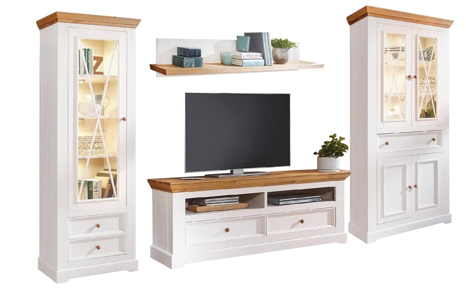 Set Living Iris, Model C, Lemn Masiv, Alb-Natur