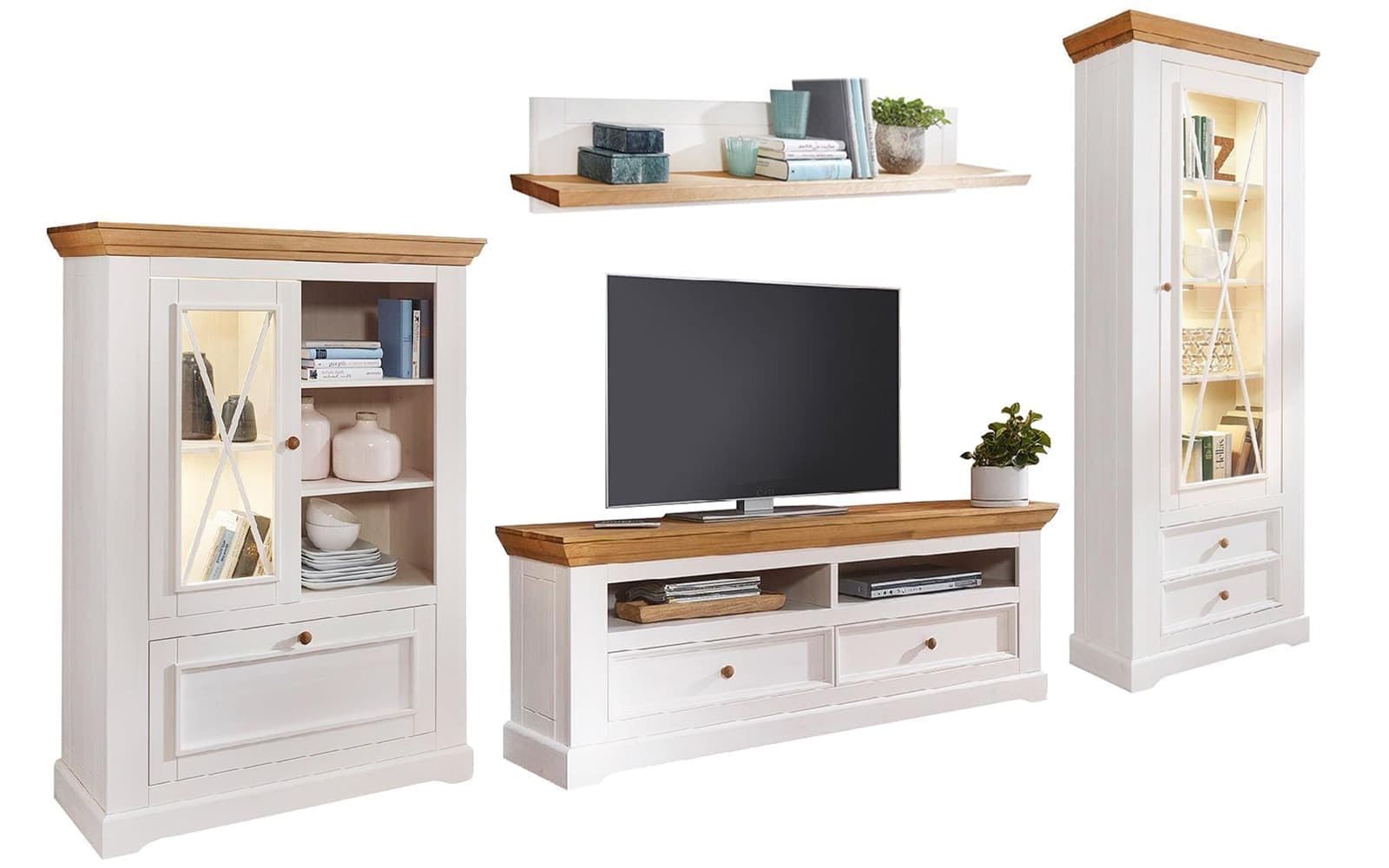Set Living Iris, Model B, Lemn Masiv, Alb-Natur