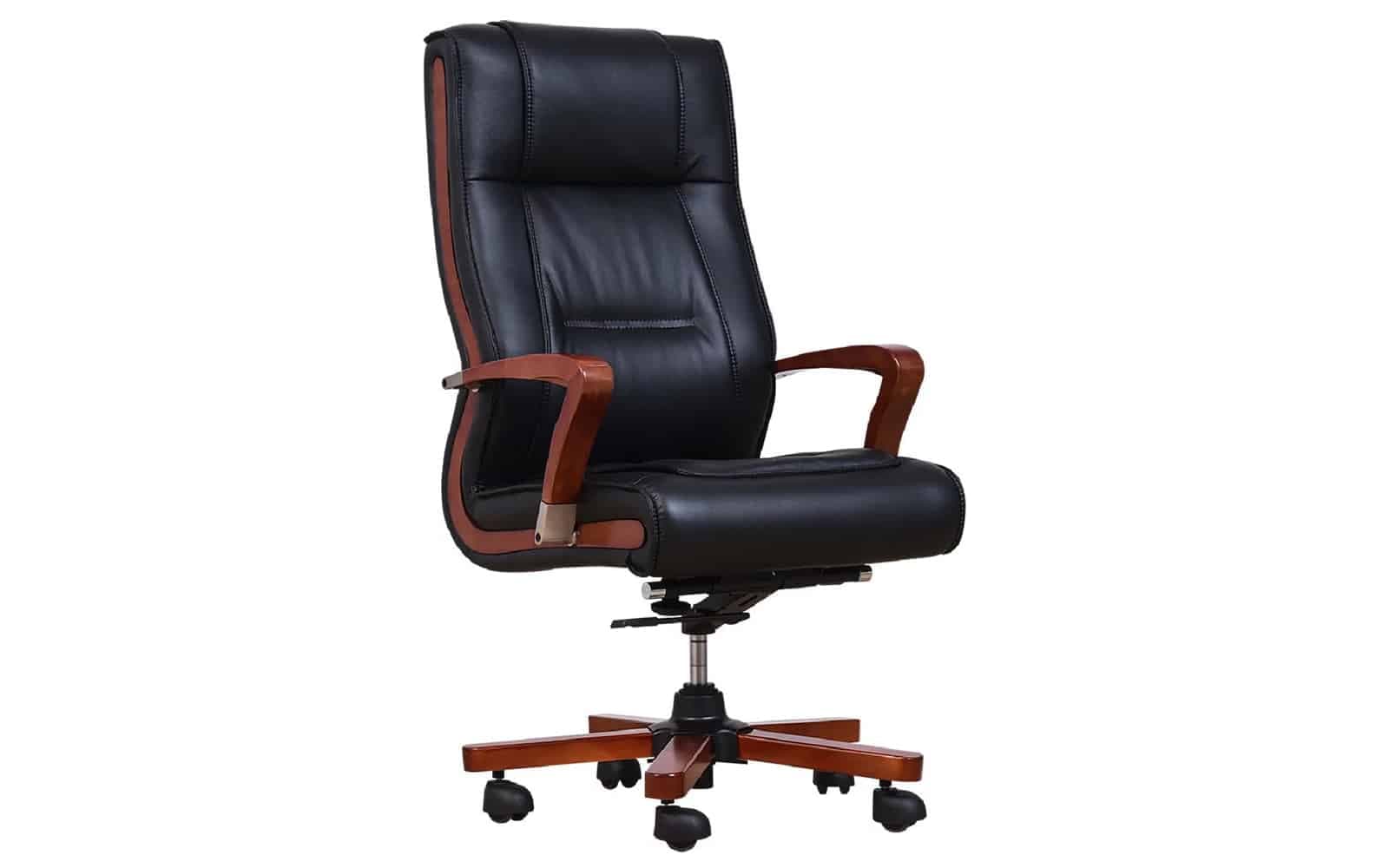 Scaun Toronto, Model T3, Coniac - Piele Neagră din lemn masiv