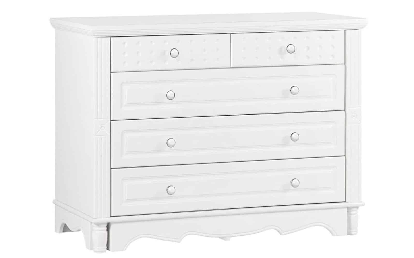 Comoda Elizabeth, 5 Sertare, 100x46x75cm, Alb