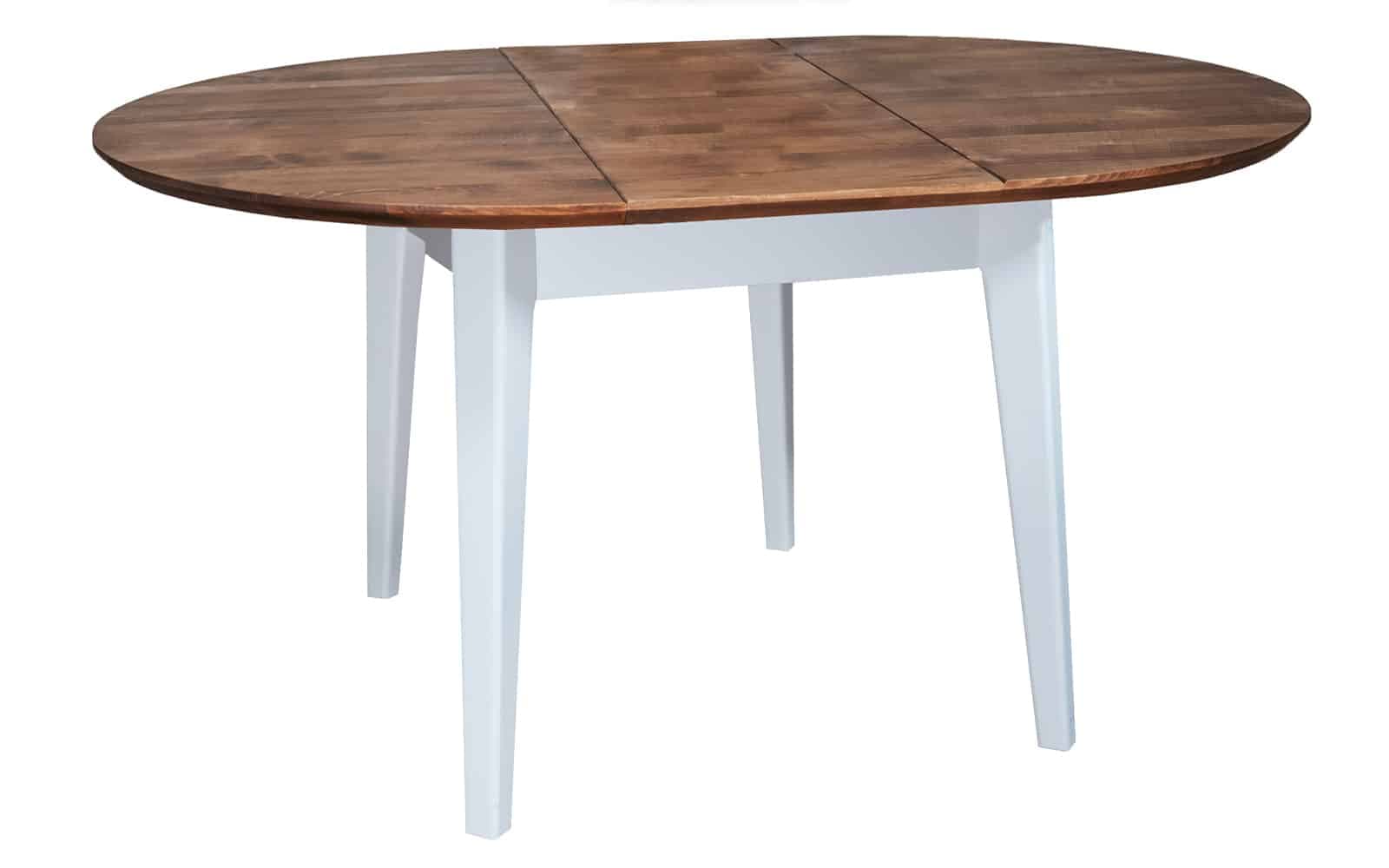 Masă Dining Rotundă Extensibilă Timeless, Lemn Masiv, 110/150x76 cm, Alb