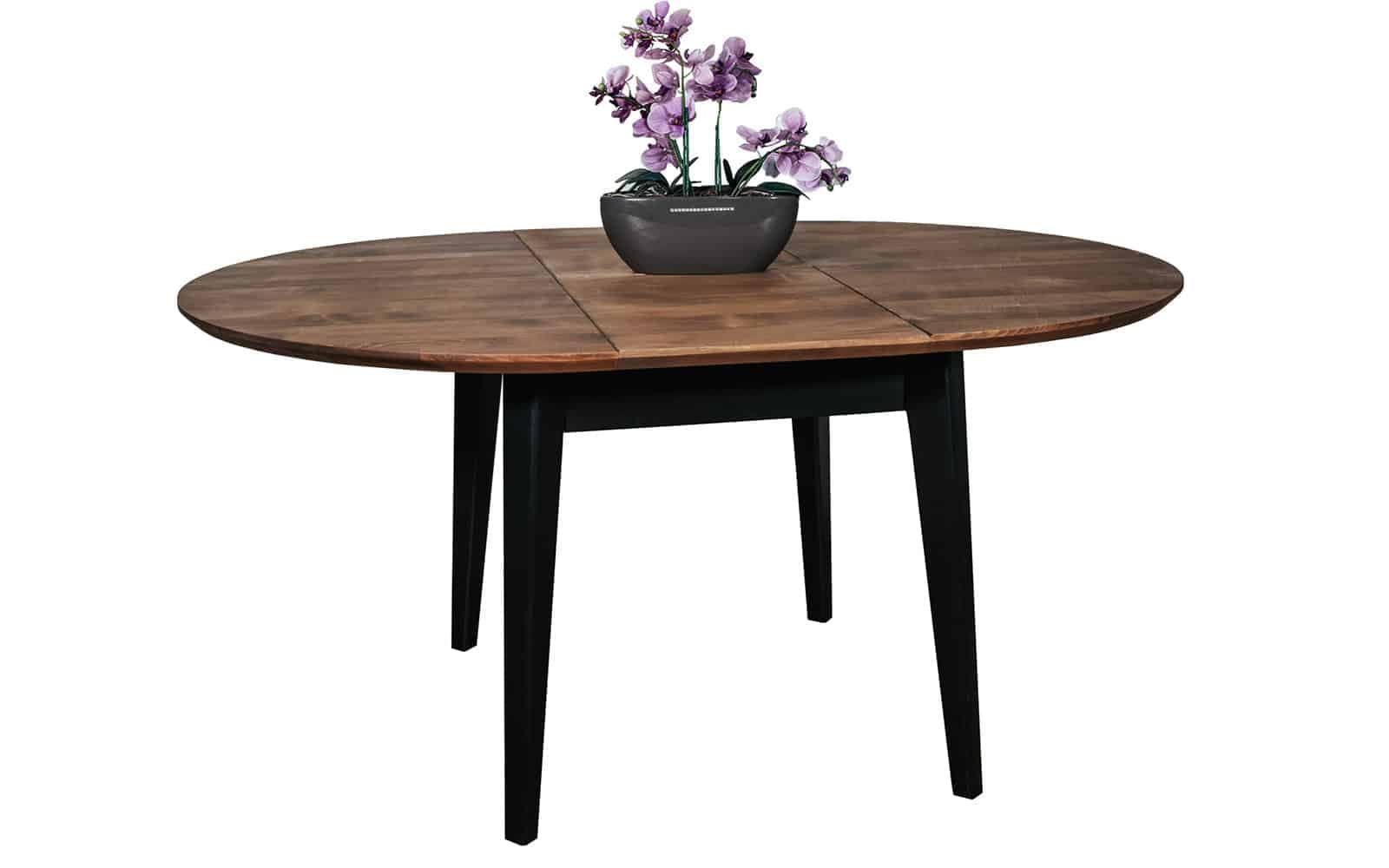 Masă Dining Rotundă Extensibilă Timeless, Lemn Masiv, 110/150x76 cm, Negru