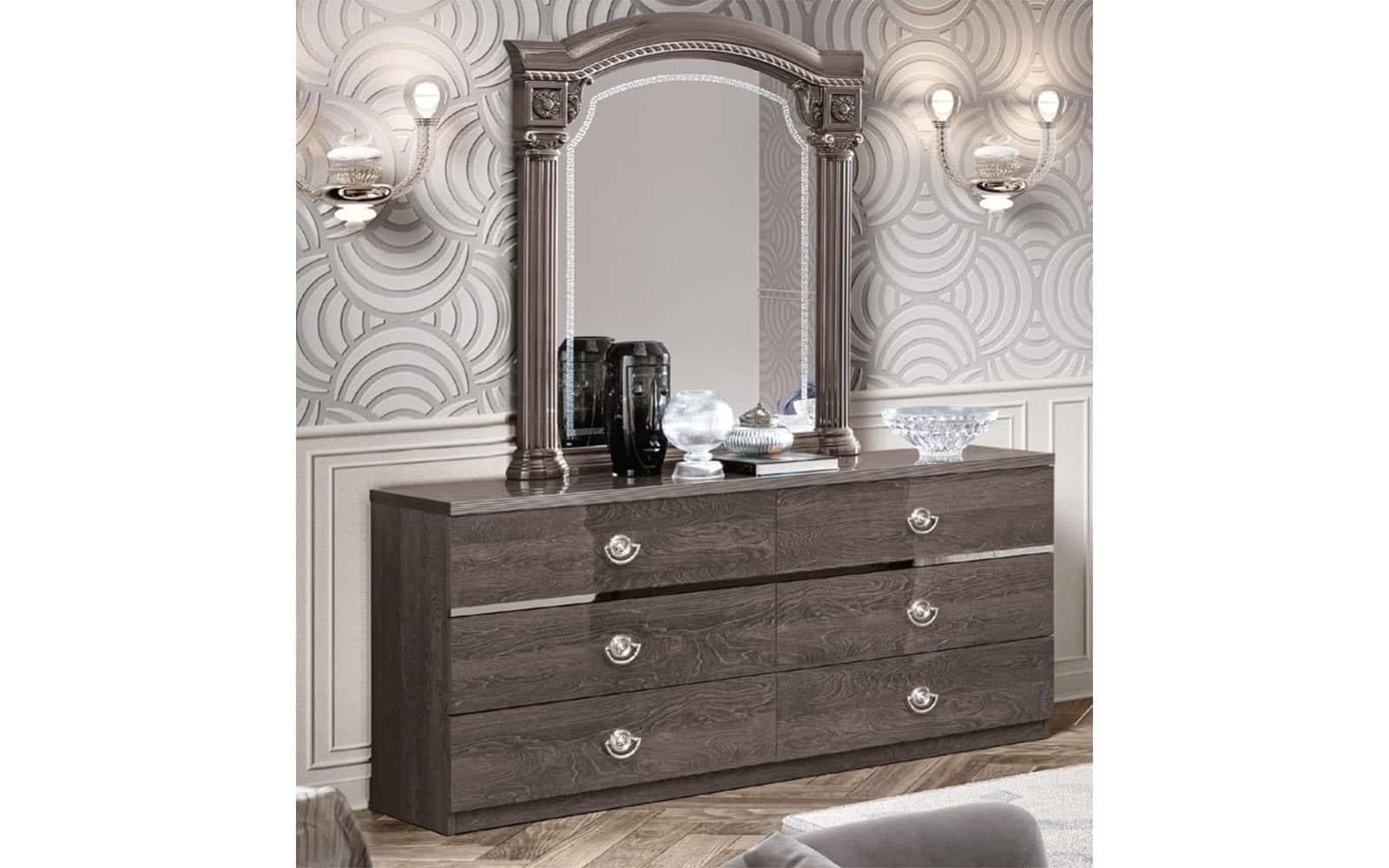 Comoda Tabacco, Gri Lucios, 122x43x77 cm