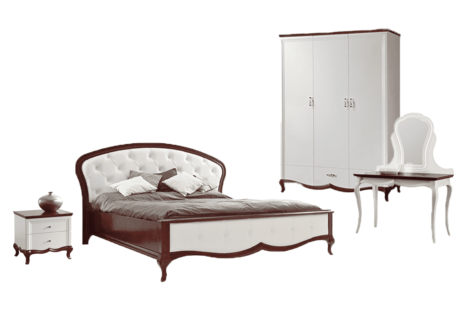 Set Dormitor Milan, Personalizabil, Lemn Masiv, Alb-Nuc