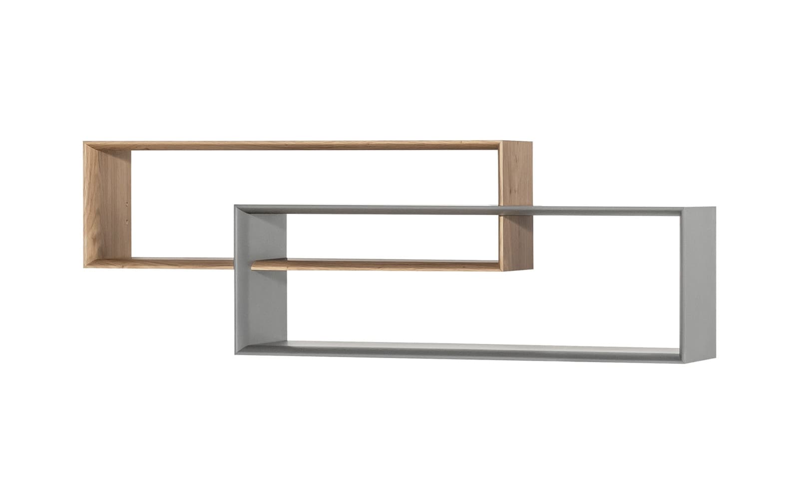 Polita de perete KUADRAT – design modern în stejar și gri din lemn masiv