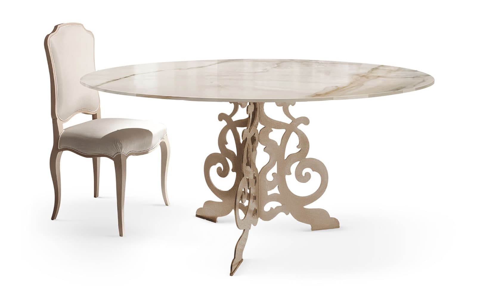 Masa ERMITAGE – Design sculptural din fier forjat si blat elegant din lemn masiv