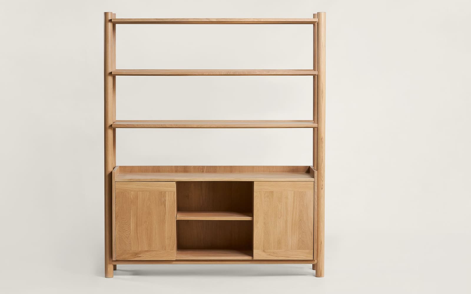 Bibliotecă Steekla, lemn masiv, 152×43×183 cm