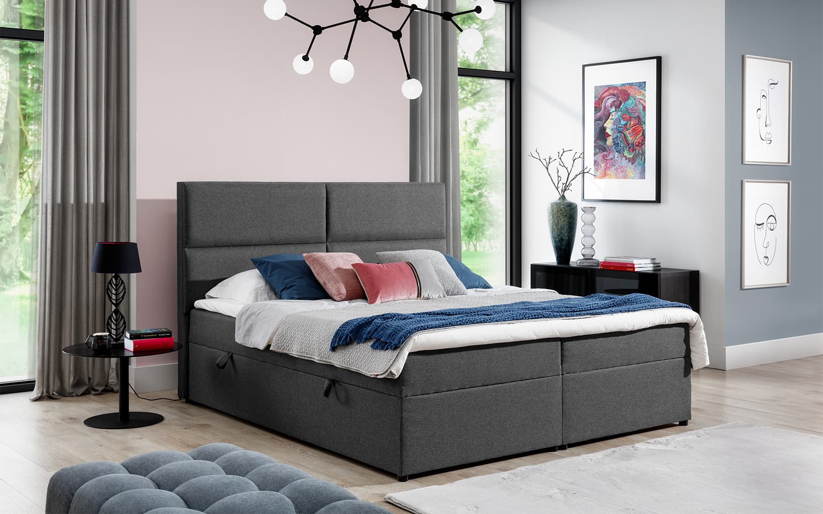 Pat Amber, 140/160/180x200 cm, Personalizabil din lemn masiv