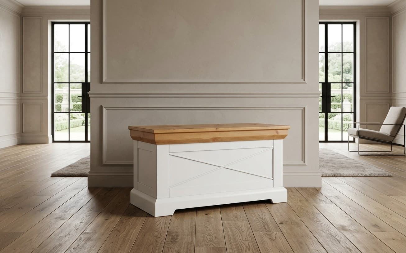 Băncuță cu Ladă Iris II, Lemn Masiv, 95x42x50cm