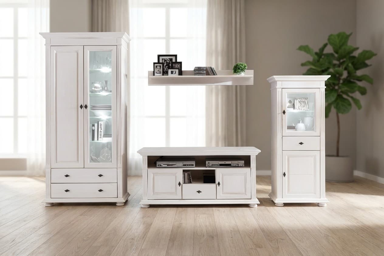 Set Living Ariana, Lemn Masiv, Alb