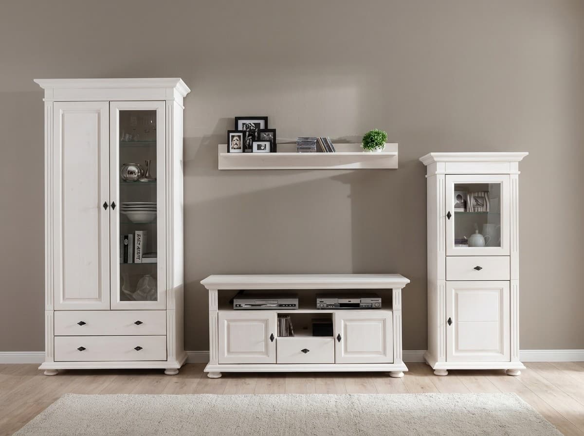 Set Living Ariana, Lemn Masiv, Alb