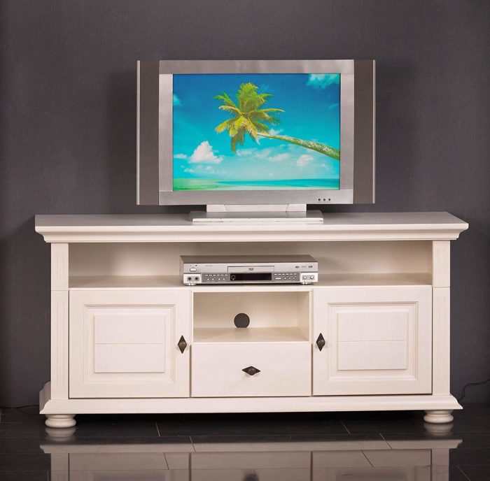 Comodă TV Ariana, Lemn masiv, 137x45x65cm, Alb - imagine 6
