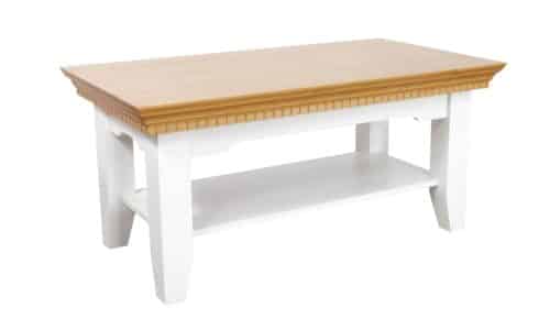 Masă Cafea Margaret, Lemn Masiv, Alb/Natur