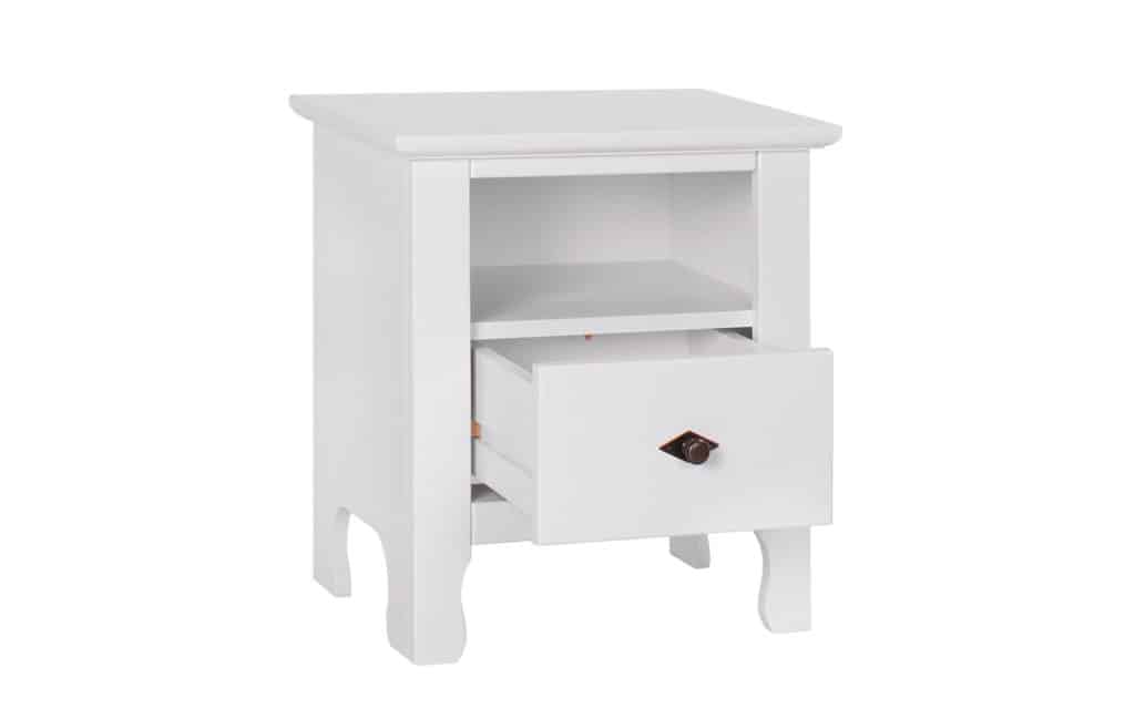 Noptiera Maria, Lemn masiv, 2 compartimente, Alb, 47x36x50 cm - imagine 2