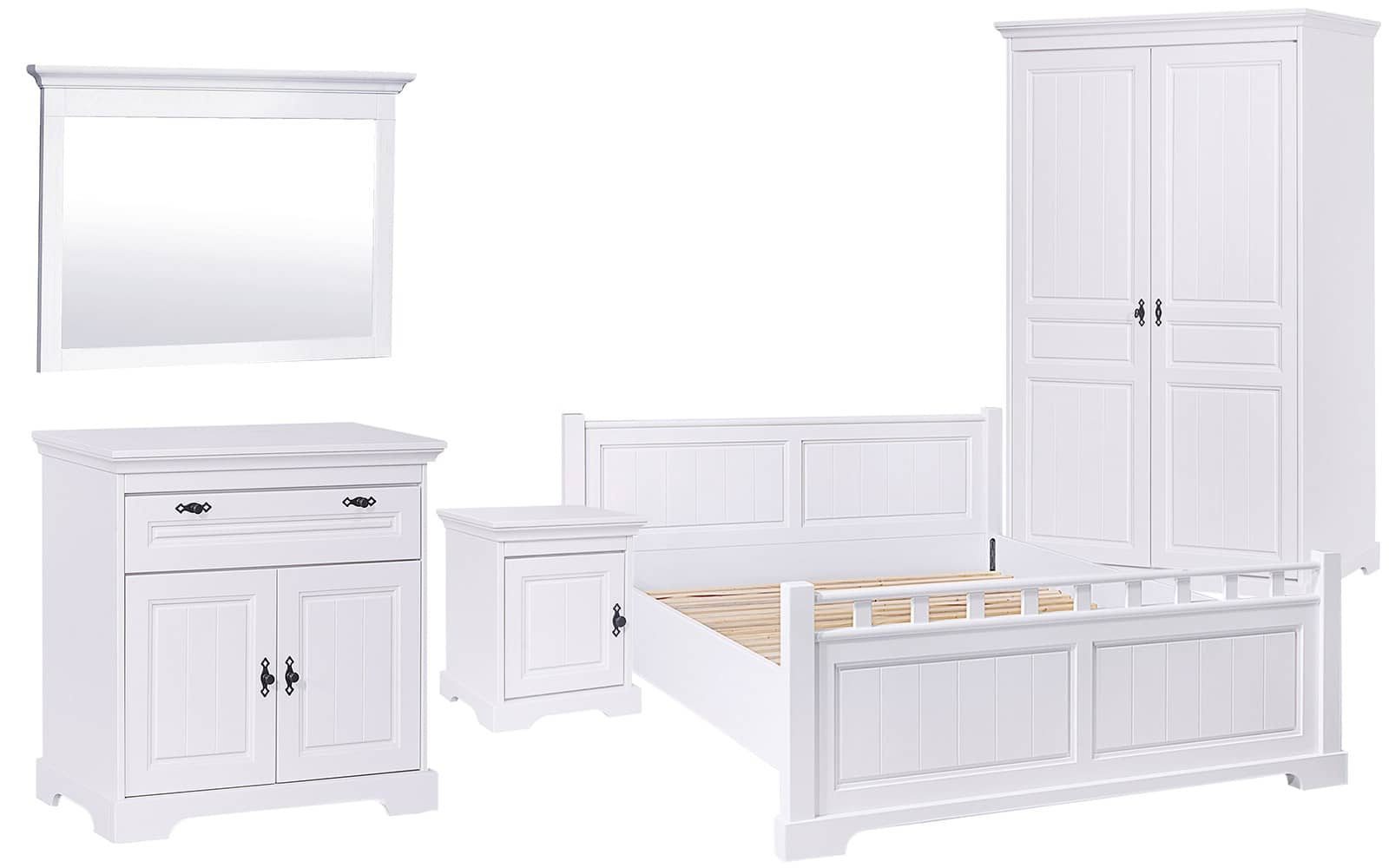 set-dormitor-alb-dulap-2-usi-2 mobilier din lemn masiv