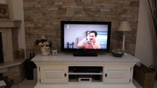 Comodă TV Kassia, Lemn Masiv, 160x45x51cm, Alb photo review
