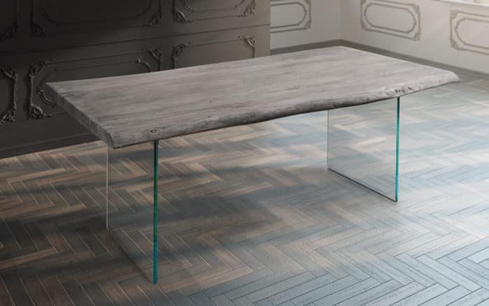 Masă Dining Roger, Stejar, Picioare Sticlă, 200/220/240/260 x 100 x 78 cm - imagine 8