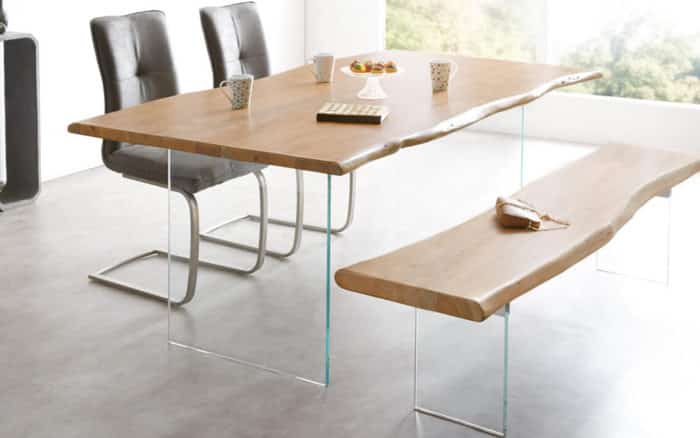 Masă Dining Roger, Stejar, Picioare Sticlă, 200/220/240/260 x 100 x 78 cm - imagine 9