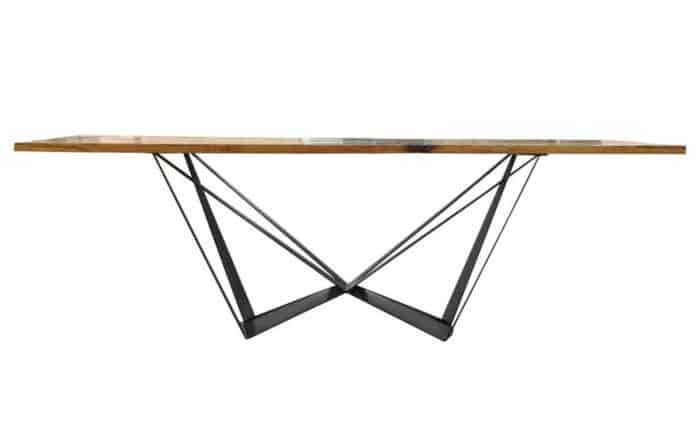 Masă Dining Viktor, Stejar, Picioare Metal, 200/220/240 x 100 x 78 cm - imagine 2