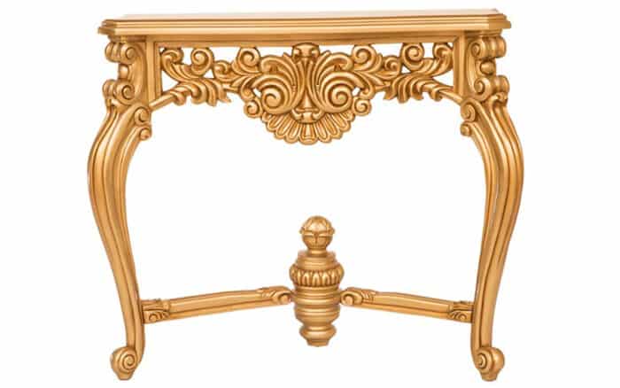 Set Consolă și Oglindă Sculptată, Lemn Masiv, Auriu - imagine 4