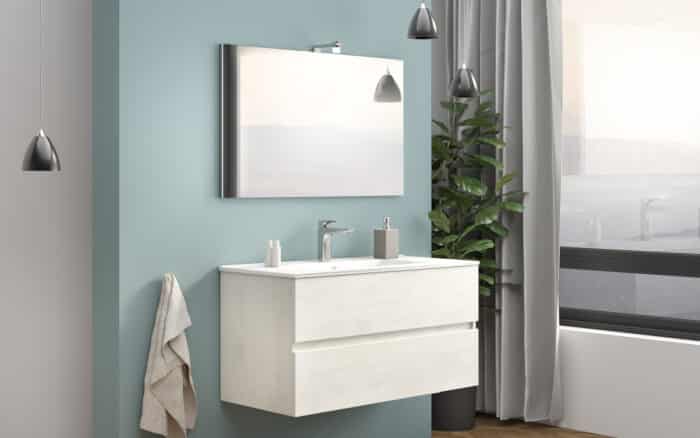 Set Mobilier Baie Suspendat Craig, Alb Lucios, 60/80 cm - imagine 4