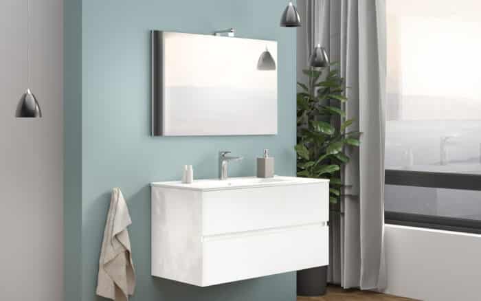 Set Mobilier Baie Suspendat Craig, Alb Lucios, 60/80 cm - imagine 3