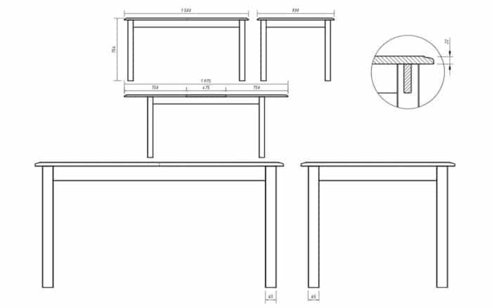 Masă Extensibilă Linea, Lemn Masiv, 150/197x93cm, Alb-Natur - imagine 5