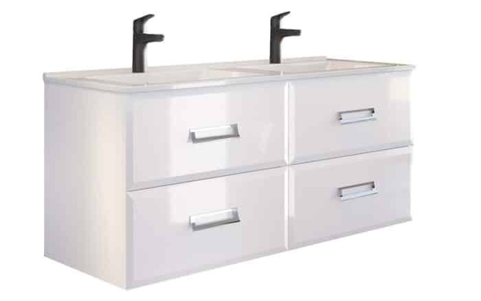 Set Mobilier Baie Suspendat Fabio, cu Lavoar Dublu - imagine 6