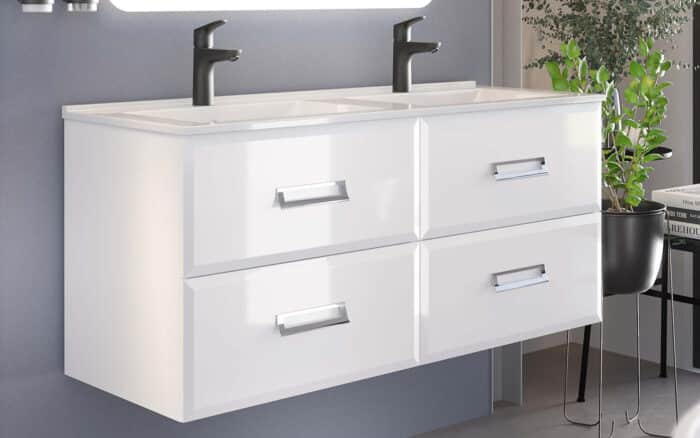 Set Mobilier Baie Suspendat Fabio, cu Lavoar Dublu - imagine 5