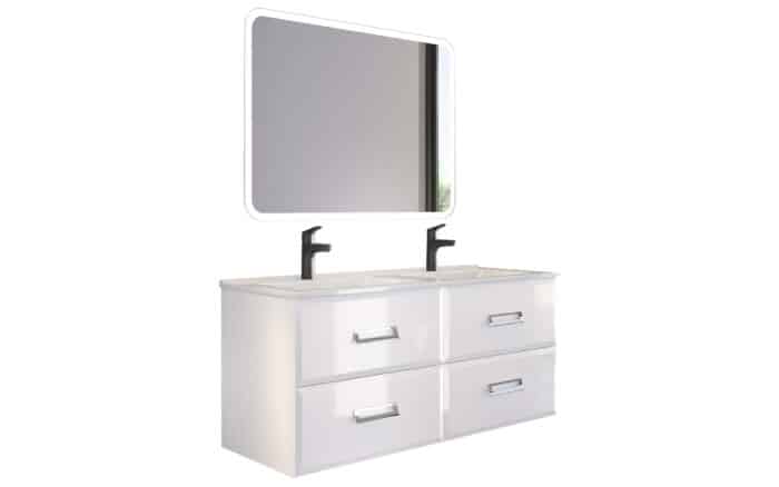 Set Mobilier Baie Suspendat Fabio, cu Lavoar Dublu