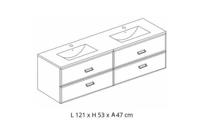Set Mobilier Baie Suspendat Fabio, cu Lavoar Dublu - imagine 4