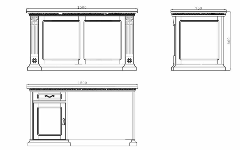 Birou Augustine, Lemn Masiv, 150 cm / 180 cm - imagine 4