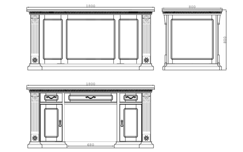 Birou Augustine, Lemn Masiv, 150 cm / 180 cm - imagine 5