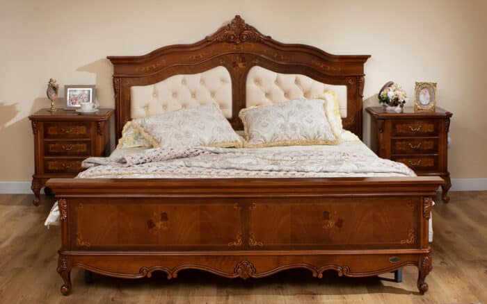 Pat Edward, Lemn Masiv, Intarsie, Nuc, Piele Crem - imagine 2