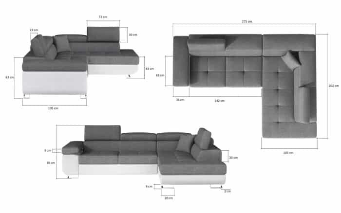 Colțar Extensibil Amina, 275x202cm, Ladă Depozitare, Personalizabil - imagine 10