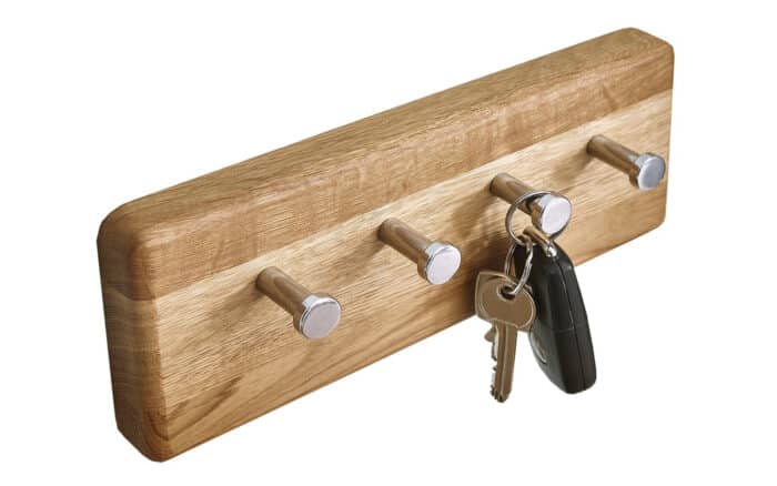 Cuier mic pentru chei , Stejar masiv, 5x10x25 cm, Dotti - imagine 5